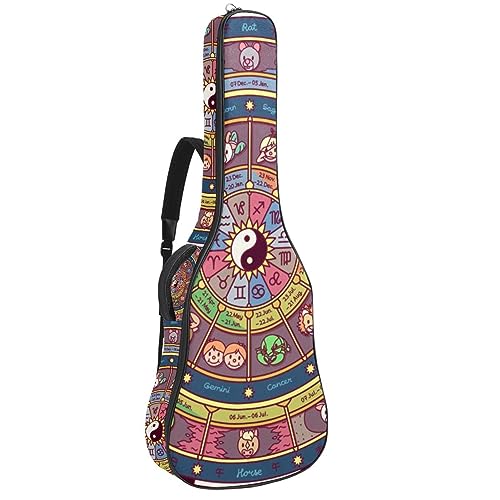 Eslifey Akustikgitarre Tasche Cartoon Niedlich Mädchen Panda Rosa Muster Verstellbarer Schultergurt Gitarre Fall Gig Bag 40 41 42 Zoll, Farbe 2, 42.9x16.9x4.7 in von Eslifey
