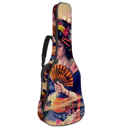 Eslifey Akustikgitarre Tasche Japanische Geisha Mädchen Verstellbarer Schultergurt Gitarrentasche Gigbag 40 41 42 Zoll, Farbe 1, 42.9x16.9x4.7 in von Eslifey