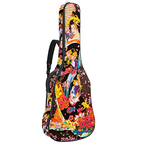 Eslifey Akustikgitarre Tasche Japanische Geisha Mädchen Verstellbarer Schultergurt Gitarrentasche Gigbag 40 41 42 Zoll, Farbe 1, 42.9x16.9x4.7 in von Eslifey