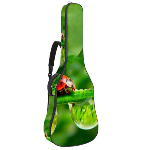 Eslifey Akustikgitarre Tasche Marienkäfer mit grünem Regenschirm Verstellbarer Schultergurt Gitarrentasche Gigbag 40 41 42 Zoll, Farbe 1, 42.9x16.9x4.7 in von Eslifey