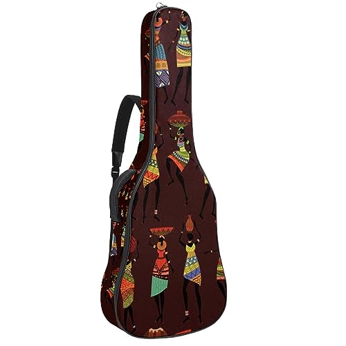 Eslifey Akustikgitarre Tasche Stamm afrikanische Frau Malerei Verstellbarer Schultergurt Gitarrenkoffer Gigbag 40 41 42 Zoll, Farbe 1, 42.9x16.9x4.7 in von Eslifey