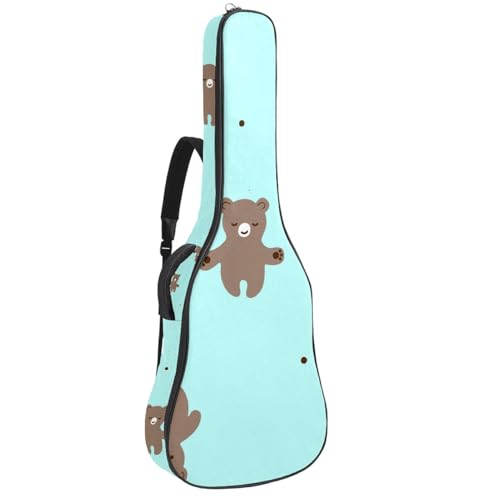 Eslifey Akustikgitarrentasche Winter Wald Tier Bär Fuchs Pinguin Verstellbarer Schultergurt Gitarrenkoffer Gigbag 40 41 42 Zoll, Mehrfarbig 5, 42.9x16.9x4.7 in, Taschen-Organizer von Eslifey