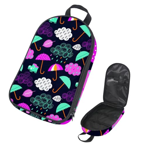 Eslifey Camping-Kochutensilien-Organizer, Reisetasche, Regenschirm-Muster, tragbare Aufbewahrungstasche für Grill, Camping, Kochgeschirr, Küchenset, Mehrfarbig 1, 14.7x8.74x2.17in/36x22.2x25.5cm von Eslifey