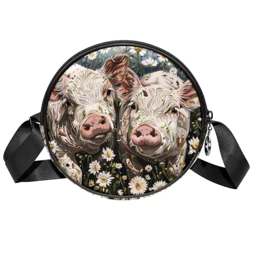 Eslifey Crossbody-Tasche für Damen, Bauernhof, Schweine, Gänseblümchen, rund, modisch, Kreis, Crossbody-Geldbörse, Clutch, Handtasche Eslifey Crossbody-Tasche für Damen, Bauernhof, Schweine, Gänseblümchen, rund, modisch, Kreis, Crossbody-Geldbörse, Clutch, Handtasche von Eslifey