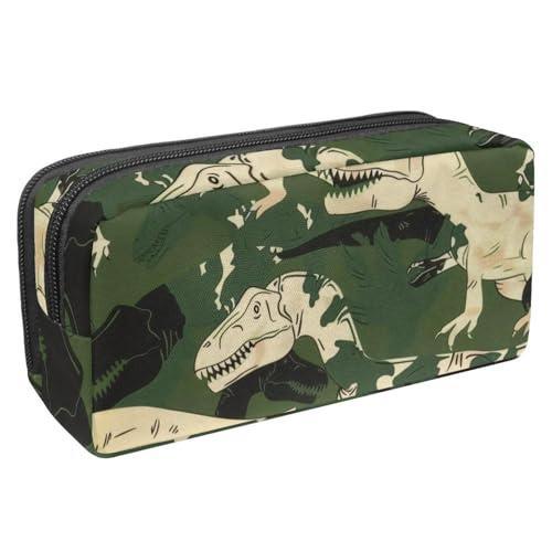 Eslifey Federmäppchen, Dinosaurier-Camouflage-Muster, großes Fassungsvermögen, Federmäppchen, Schreibwaren, Stiftetasche, Mehrfarbig 1, 2.3x8.2x3.9in/6x21x10cm, Kosmetikkoffer von Eslifey