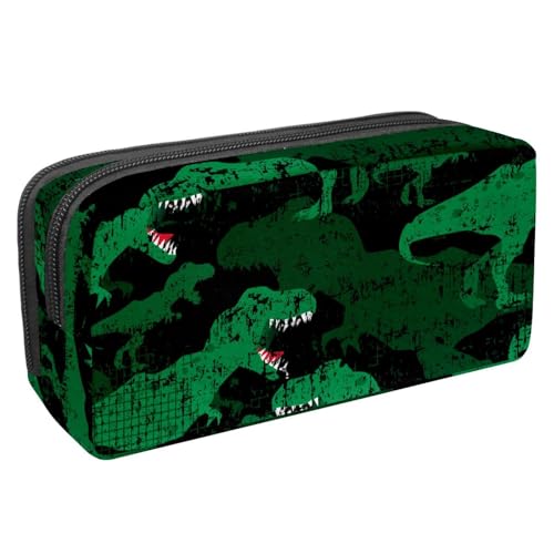 Eslifey Federmäppchen, Dinosaurier-Grün, Schwarz, großes Fassungsvermögen, Schreibwaren, Stiftetasche, Mehrfarbig 1, 2.3x8.2x3.9in/6x21x10cm, Kosmetikkoffer von Eslifey