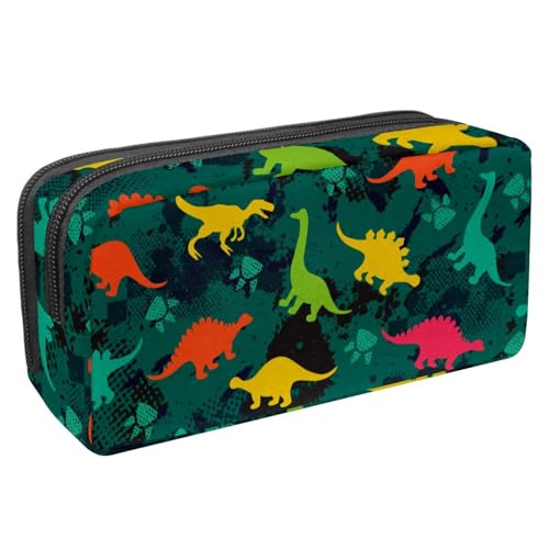 Eslifey Federmäppchen, Dinosaurier-Grün, Schwarz, großes Fassungsvermögen, Schreibwaren, Stiftetasche, Mehrfarbig 2, 2.3x8.2x3.9in/6x21x10cm, Kosmetikkoffer von Eslifey