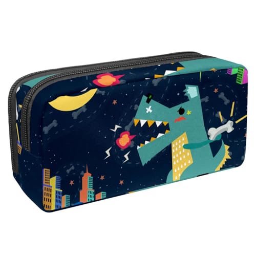 Eslifey Federmäppchen, Dinosaurier-Weltraum, großes Fassungsvermögen, Federmäppchen, Schreibwaren, Stiftetasche, Mehrfarbig 1, 2.3x8.2x3.9in/6x21x10cm, Kosmetikkoffer von Eslifey