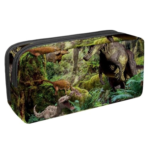Eslifey Federmäppchen, Dinosaurier im Wald, große Kapazität, Federmäppchen, Schreibwaren, Stiftetasche, Mehrfarbig 1, 2.3x8.2x3.9in/6x21x10cm, Kosmetikkoffer von Eslifey