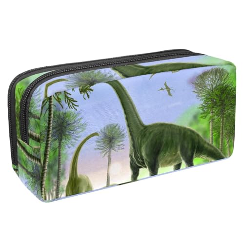 Eslifey Federmäppchen, Dinosaurier mit Sturm, großes Fassungsvermögen, Federmäppchen, Schreibwaren, Stiftetasche, Mehrfarbig 3, 2.3x8.2x3.9in/6x21x10cm, Kosmetikkoffer von Eslifey
