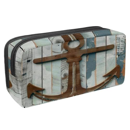 Eslifey Federmäppchen, Holzbrett, Anker, großes Fassungsvermögen, Schreibwaren, Stiftetasche, Mehrfarbig 8, 2.3x8.2x3.9in/6x21x10cm, Kosmetikkoffer von Eslifey