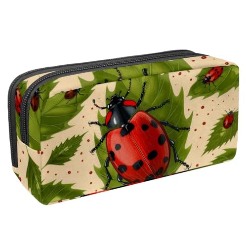 Eslifey Federmäppchen, Käfer-Marienkäfer-Blätter-Muster, großes Fassungsvermögen, Federmäppchen, Schreibwaren, Stiftetasche, Mehrfarbig 9, 2.3x8.2x3.9in/6x21x10cm, Kosmetikkoffer von Eslifey