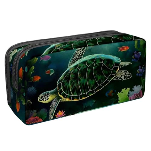 Eslifey Federmäppchen, Motiv: Meeresschildkröte, Blasen, großes Fassungsvermögen, Federmäppchen, Schreibwaren, Stiftebeutel, Mehrfarbig 9, 2.3x8.2x3.9in/6x21x10cm, Kosmetikkoffer von Eslifey