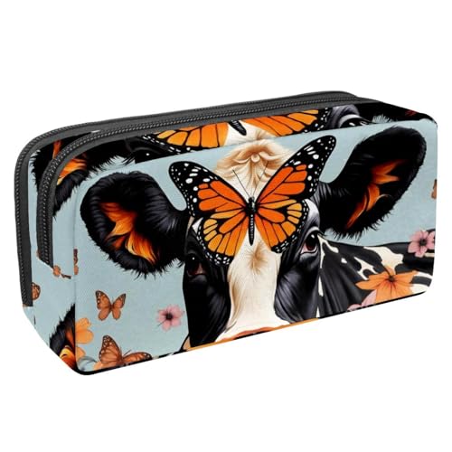 Eslifey Federmäppchen, Schmetterlings-Blumen auf Leoparden-Punkten, großes Fassungsvermögen, Federmäppchen, Schreibwaren, Stiftetasche, Mehrfarbig 10, 2.3x8.2x3.9in/6x21x10cm, Kosmetikkoffer von Eslifey