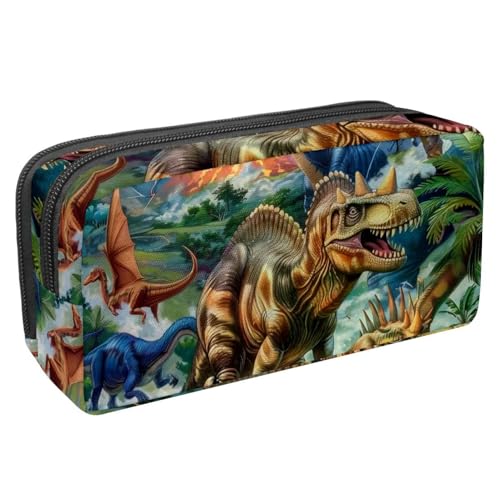 Eslifey Federmäppchen, Waldtier-Dinosaurier, großes Fassungsvermögen, Federmäppchen, Schreibwaren, Stiftetasche, Mehrfarbig 1, 2.3x8.2x3.9in/6x21x10cm, Kosmetikkoffer von Eslifey