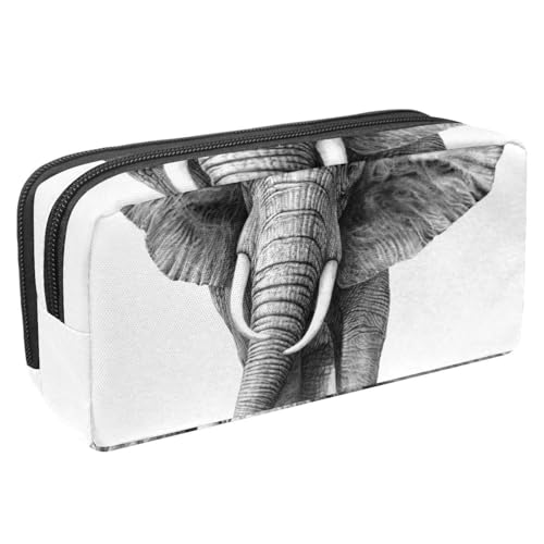 Eslifey Federmäppchen, Zeichnung afrikanischer Elefant, großes Fassungsvermögen, Schreibwaren, Stiftetasche, Mehrfarbig 1, 2.3x8.2x3.9in/6x21x10cm, Kosmetikkoffer von Eslifey