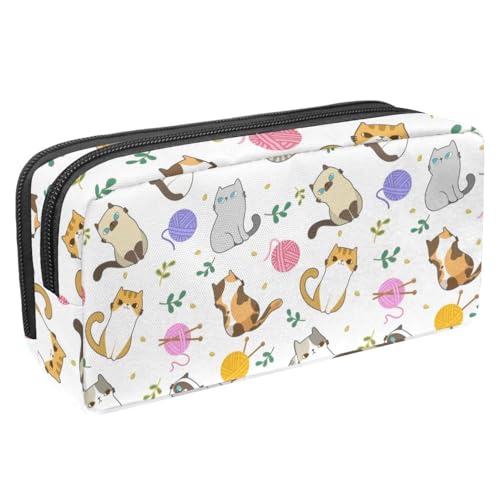 Eslifey Federmäppchen, niedliches Cartoon-Katzenpfoten- und Herzmuster, großes Fassungsvermögen, Federmäppchen, Schreibwaren, Stiftetasche, Mehrfarbig 3, 2.3x8.2x3.9in/6x21x10cm, Kosmetikkoffer von Eslifey