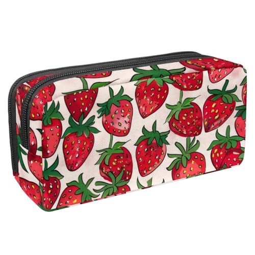 Eslifey Federmäppchen, niedliches Erdbeeren-Patetrn, großes Fassungsvermögen, Schreibwaren-Stifttasche, Mehrfarbig 4, 2.3x8.2x3.9in/6x21x10cm, Kosmetikkoffer von Eslifey