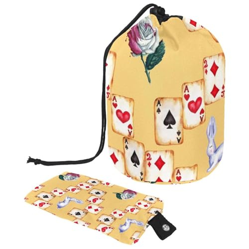 Eslifey Große Make-up-Tasche mit Kordelzug, Dinosaurier und tropische Blätter, Blumenmuster, Reise-Kosmetiktasche, tragbare Make-up-Organizer-Tasche, Mehrfarbig 2, 9.9x6.9in/25.2x17.6cm von Eslifey