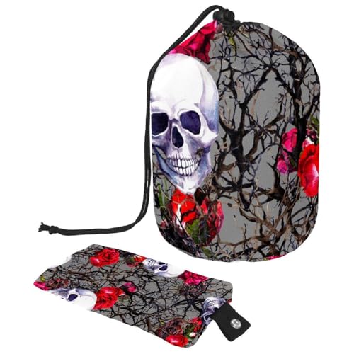 Eslifey Große Make-up-Tasche mit Kordelzug, Dinosaurier und tropische Blätter, Blumenmuster, Reise-Kosmetiktasche, tragbare Make-up-Organizer-Tasche, Mehrfarbig 5, 9.9x6.9in/25.2x17.6cm von Eslifey