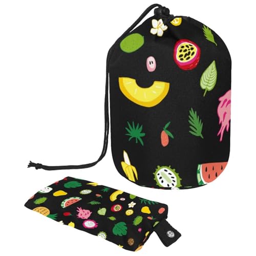 Eslifey Große Make-up-Tasche mit Kordelzug, Dinosaurier und tropische Blätter, Blumenmuster, Reise-Kosmetiktasche, tragbare Make-up-Organizer-Tasche, Mehrfarbig 7, 9.9x6.9in/25.2x17.6cm von Eslifey