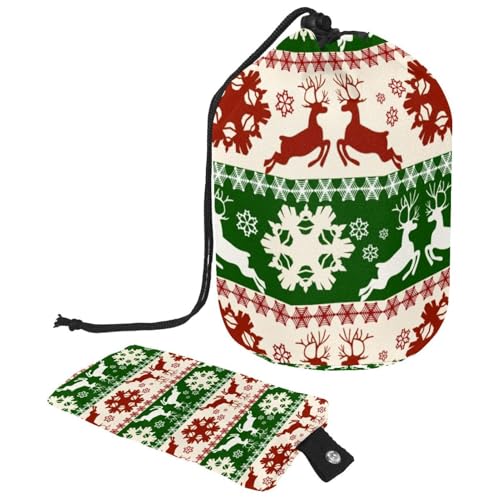 Eslifey Große Make-up-Tasche mit Kordelzug, Motiv: Frohe Weihnachten, Hirsch, Reise-Kosmetiktasche, tragbare Make-up-Organizer-Tasche, Mehrfarbig 1, 9.9x6.9in/25.2x17.6cm von Eslifey