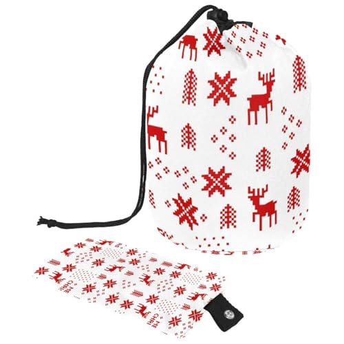 Eslifey Große Make-up-Tasche mit Kordelzug, Motiv: Frohe Weihnachten, Hirsch, Reise-Kosmetiktasche, tragbare Make-up-Organizer-Tasche, Mehrfarbig 10, 9.9x6.9in/25.2x17.6cm von Eslifey