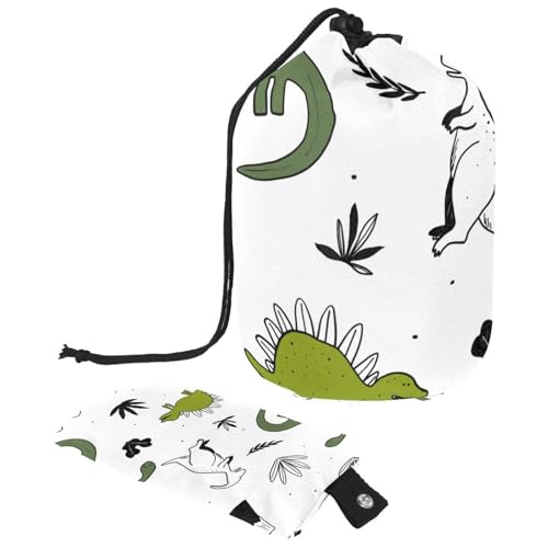 Eslifey Große Make-up-Tasche mit Kordelzug, handgezeichnet, niedlicher Dinosaurier, Reise-Kosmetiktasche, tragbare Make-up-Organizer-Tasche, Mehrfarbig 1, 9.9x6.9in/25.2x17.6cm von Eslifey