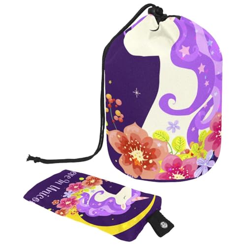 Eslifey Große Make-up-Tasche mit Kordelzug, handgezeichnet, niedlicher Dinosaurier, Reise-Kosmetiktasche, tragbare Make-up-Organizer-Tasche, Mehrfarbig 7, 9.9x6.9in/25.2x17.6cm von Eslifey