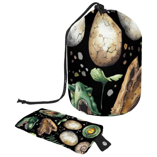 Eslifey Große Make-up-Tasche mit Kordelzug, handgezeichnet, niedlicher Dinosaurier, Reise-Kosmetiktasche, tragbare Make-up-Organizer-Tasche, Mehrfarbig 9, 9.9x6.9in/25.2x17.6cm von Eslifey
