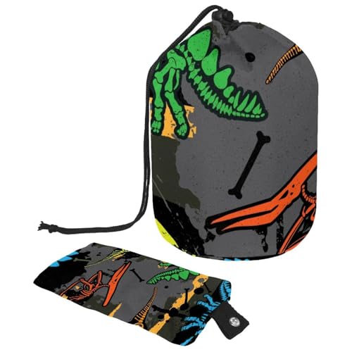 Eslifey Große Make-up-Tasche mit Kordelzug, lustiger grüner Dinosaurier, Reise-Kosmetiktasche, tragbare Make-up-Organizer-Tasche, Mehrfarbig 8, 9.9x6.9in/25.2x17.6cm von Eslifey