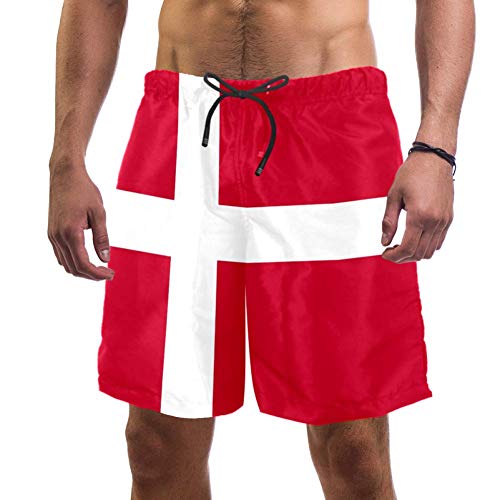 Eslifey Herren Strandshorts Flagge Dänemarks Badehose Elastische Badehose Boardshorts für Herren, L Gr. XL, multi von Eslifey