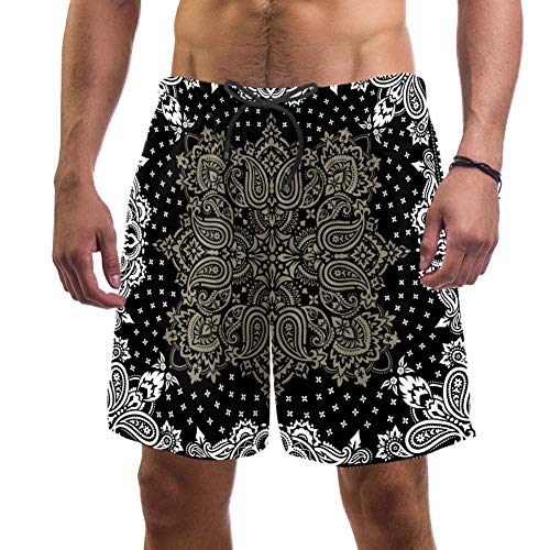 Eslifey Herren Strandshorts Paisley Bandana Print Badehose elastisch Badeanzug Boardshorts für Herren, L Gr. L/XL, multi von Eslifey