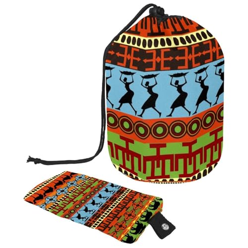 Eslifey Kosmetiktasche mit Kordelzug, fassförmig, tragbar, Reise-Make-up-Tasche, afrikanische Frau und Tiere, großes Fassungsvermögen, wasserdicht, multifunktionaler Eimer, Kulturbeutel, mehrfarbig, Eslifey Kosmetiktasche mit Kordelzug, fassförmig, tragbar, Reise-Make-up-Tasche, afrikanische Frau und Tiere, großes Fassungsvermögen, wasserdicht, multifunktionaler Eimer, Kulturbeutel, mehrfarbig, von Eslifey