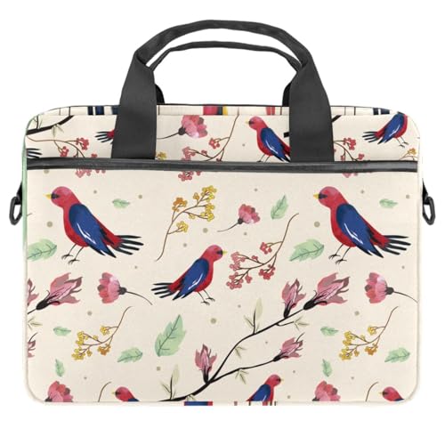 Eslifey Laptoptasche mit Vogelmuster, blühende Blumen, tragbare Umhängetasche, Kuriertasche, Aktentasche mit Tragegriff, 33 - 35,6 cm (13 14 Zoll), Mehrfarbig 1, 11x14.5x1.2in /28x36.8x3 cm von Eslifey