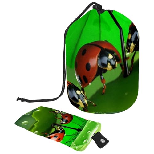 Eslifey Reise-Kosmetiktasche, Make-up-Tasche, multifunktional, Kulturbeutel, runder Organizer, Aufbewahrungstasche, Marienkäfer, grüner Regenschirm, Blatt, mehrfarbig, 9.9x6.9in/25.2x17.6cm Eslifey Reise-Kosmetiktasche, Make-up-Tasche, multifunktional, Kulturbeutel, runder Organizer, Aufbewahrungstasche, Marienkäfer, grüner Regenschirm, Blatt, mehrfarbig, 9.9x6.9in/25.2x17.6cm von Eslifey