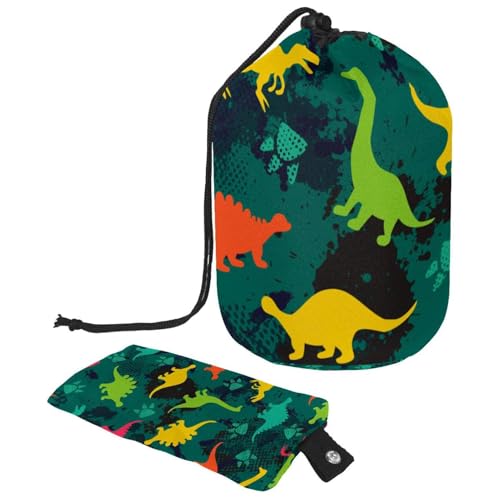 Eslifey Reise-Kosmetiktasche, Make-up-Tasche, multifunktionaler Kulturbeutel, runder Organizer, Aufbewahrungstasche, Dinosaurier-Fußabdruck-Muster, Mehrfarbig 1, 9.9x6.9in/25.2x17.6cm von Eslifey