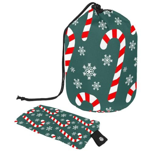 Eslifey Reise-Kosmetiktasche, Make-up-Tasche, multifunktionaler Kulturbeutel, runder Organizer, Aufbewahrungstasche, Weihnachts-Süßigkeitenstange, Schneeflocken, Mehrfarbig 1, 9.9x6.9in/25.2x17.6cm von Eslifey