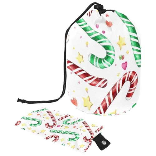 Eslifey Reise-Kosmetiktasche, Make-up-Tasche, multifunktionaler Kulturbeutel, runder Organizer, Aufbewahrungstasche, Weihnachts-Süßigkeitenstange, Schneeflocken, Mehrfarbig 2, 9.9x6.9in/25.2x17.6cm von Eslifey