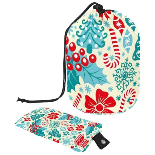 Eslifey Reise-Kosmetiktasche, Make-up-Tasche, multifunktionaler Kulturbeutel, runder Organizer, Aufbewahrungstasche, Weihnachts-Süßigkeitenstange, Schneeflocken, Mehrfarbig 7, 9.9x6.9in/25.2x17.6cm von Eslifey