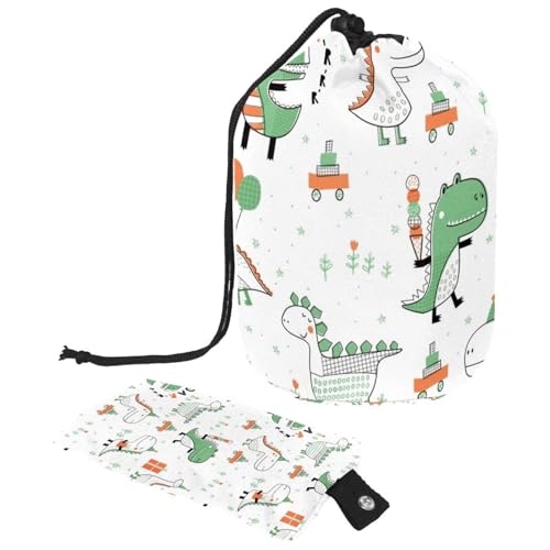 Eslifey Reise-Kosmetiktasche, Make-up-Tasche, multifunktionaler Kulturbeutel, runder Organizer, Aufbewahrungstasche, niedliche Dinosaurier, grünes Dinosaurier-Spielzeug, Mehrfarbig 1, von Eslifey