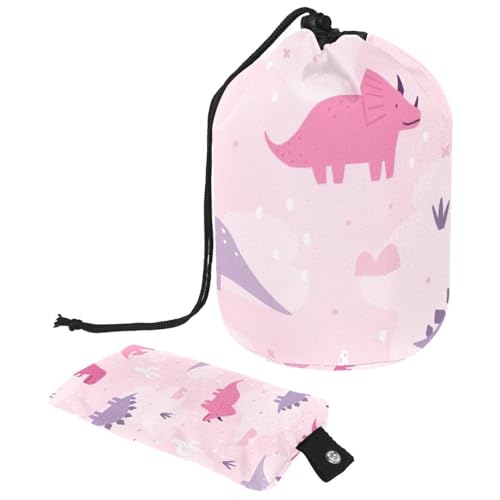 Eslifey Reise-Kosmetiktasche, Make-up-Tasche, multifunktionaler Kulturbeutel, runder Organizer, Aufbewahrungstasche, rosa und violett, pastellfarbene Dinosaurier, Mehrfarbig 1, 9.9x6.9in/25.2x17.6cm von Eslifey
