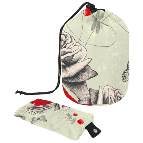 Eslifey Reise-Kosmetiktasche, Make-up-Tasche, multifunktionaler Kulturbeutel, runder Organizer, Aufbewahrungstasche, rosa und violett, pastellfarbene Dinosaurier, Mehrfarbig 3, 9.9x6.9in/25.2x17.6cm von Eslifey