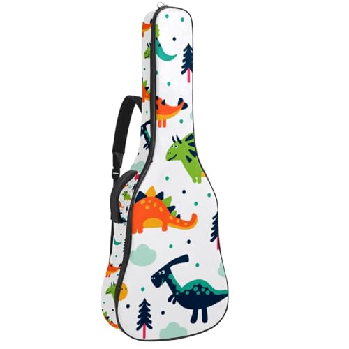 Eslifey Tasche für Akustikgitarre, Cartoon-Dinosaurier-Muster, verstellbarer Schultergurt, Gitarrenkoffer, Gigbag 101,6 cm, 104,4 cm, 106,7, Mehrfarbig 1, 42.9x16.9x4.7 in, Taschen-Organizer von Eslifey