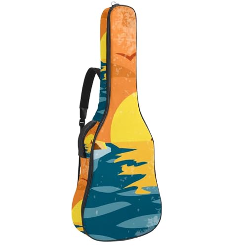 Eslifey Tasche für Akustikgitarre, Cartoon-Dinosaurier-Muster, verstellbarer Schultergurt, Gitarrenkoffer, Gigbag 101,6 cm, 104,4 cm, 106,7, Mehrfarbig 2, 42.9x16.9x4.7 in, Taschen-Organizer von Eslifey