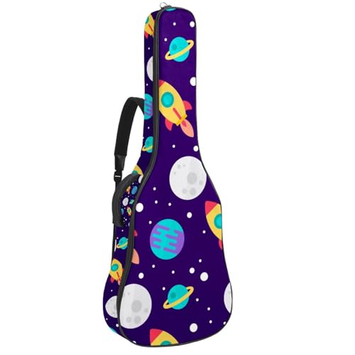 Eslifey Tasche für Akustikgitarre, Cartoon-Dinosaurier-Muster, verstellbarer Schultergurt, Gitarrenkoffer, Gigbag 101,6 cm, 104,4 cm, 106,7, Mehrfarbig 6, 42.9x16.9x4.7 in, Taschen-Organizer von Eslifey