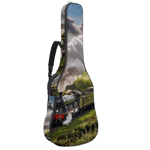 Eslifey Tasche für Akustikgitarre, Dampfzug und Eisenbahn, Querformat, verstellbarer Schultergurt, Gitarrenkoffer, Gigbag 40, 41, 42 Zoll, mehrfarbig, 42.9x16.9x4.7 in, Taschen-Organizer von Eslifey