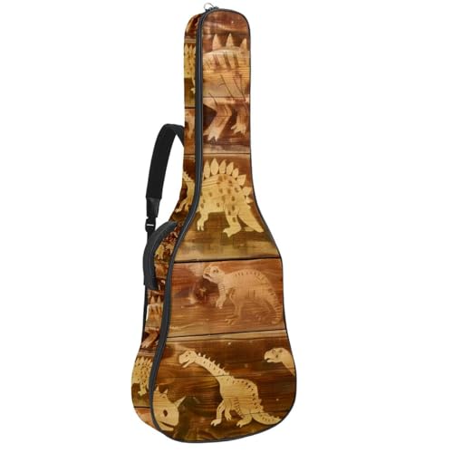 Eslifey Tasche für Akustikgitarre, Dinosaurier, Holzbrett, verstellbarer Schultergurt, Gitarrenkoffer, Gigbag 101,6 cm, 104,4 cm, 106,7 cm, mehrfarbig, 42.9x16.9x4.7 in, Taschen-Organizer von Eslifey