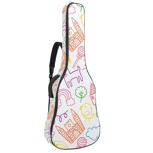 Eslifey Tasche für Akustikgitarre, Dinosaurier, Tier, verstellbarer Schultergurt, Gitarrenkoffer, Gigbag 101,6 cm, 104,4 cm, 106,7, Mehrfarbig 6, 42.9x16.9x4.7 in, Taschen-Organizer von Eslifey