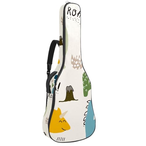 Eslifey Tasche für Akustikgitarre, Dinosaurier, verstellbarer Schultergurt, Gitarrenkoffer, Gigbag 101,6 cm, 104,4 cm, 106,7 cm, Mehrfarbig 1, 42.9x16.9x4.7 in, Taschen-Organizer von Eslifey